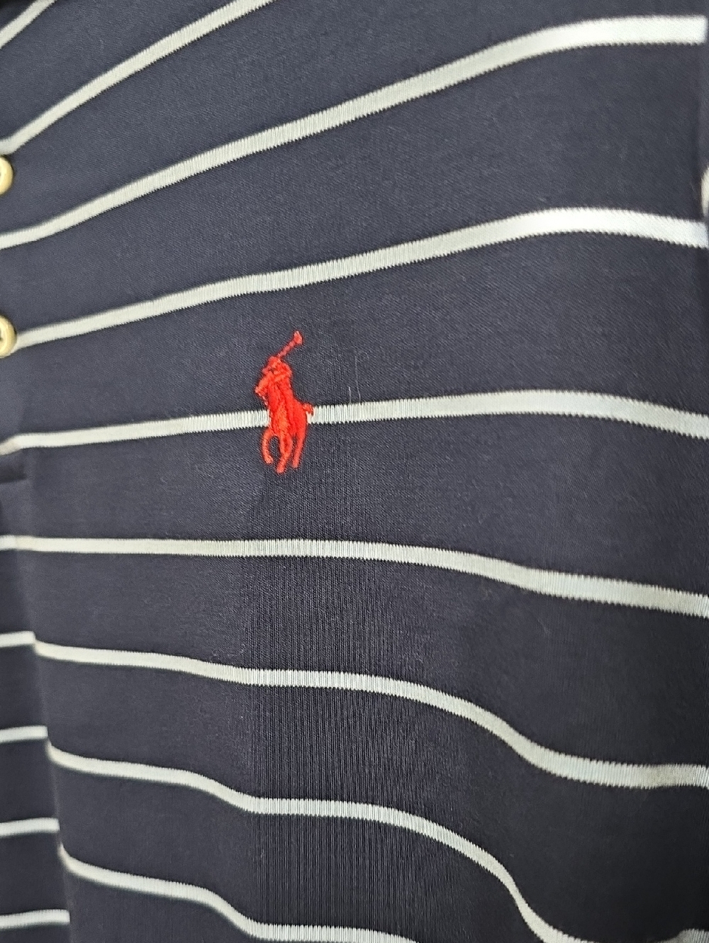 Polo Ralph Lauren Mens XL Slim Fit Polo Shirt Blue W/ Stripe Logo - Picture 4 of 10